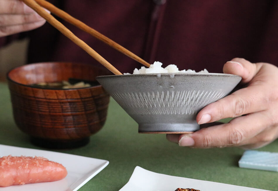 實山窯 小石原焼 飛び鉋 お茶碗